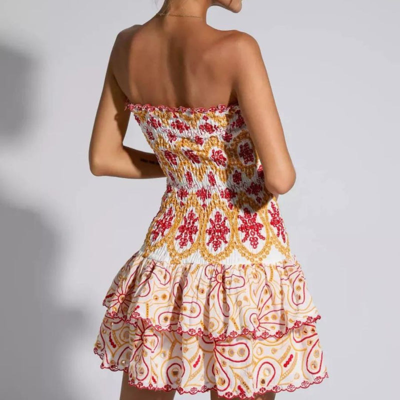 Heidi -Rüschen Rotes Kleid für Elegante Anlässe