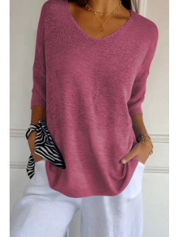 Elna - Unifarbenes Stricktop mit V-Ausschnitt