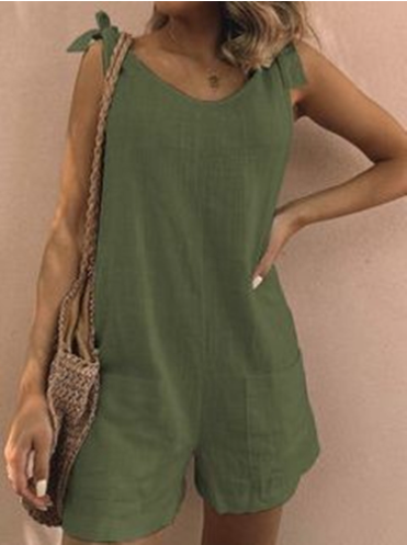 Damen Jumpsuit | Lässig & Ärmellos | Baumwolloptik | Sommer-Strampler