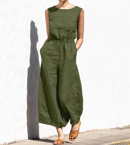 Renata - Einfarbiger, lockerer, eleganter, lässiger, kurzärmeliger Overall für Frauen