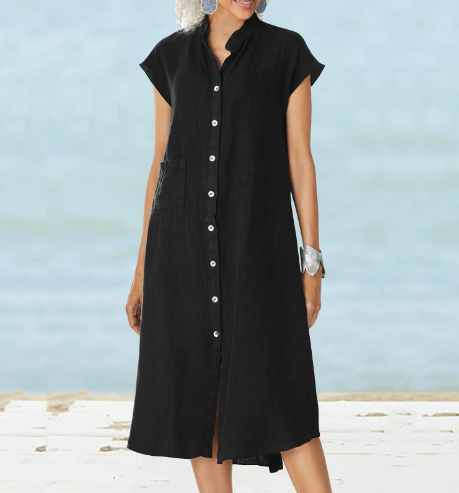 Kia – Einfarbiges, Legeres, Elegantes Damenkleid Aus Baumwolle Und
