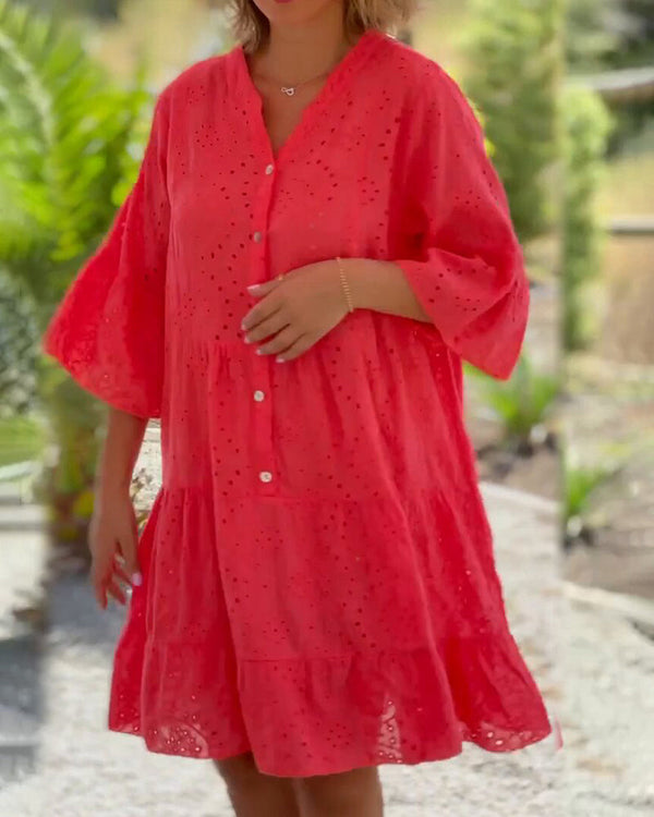 Elegantes - A-Linien-Kleid mit Knopfleiste vorne für Damen | Kleid im sommerlich luftigen Look für dich