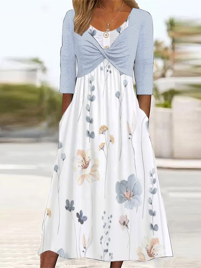 Mathilde - Twofer Weißes Midikleid mit Blumenmuster