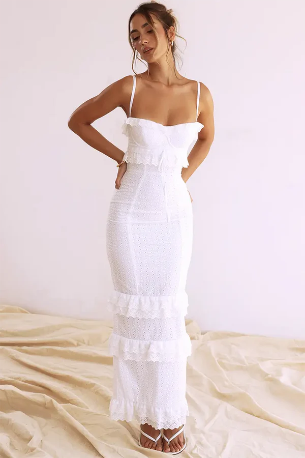 Elegantes Besticktes Maxikleid für besondere Anlässe