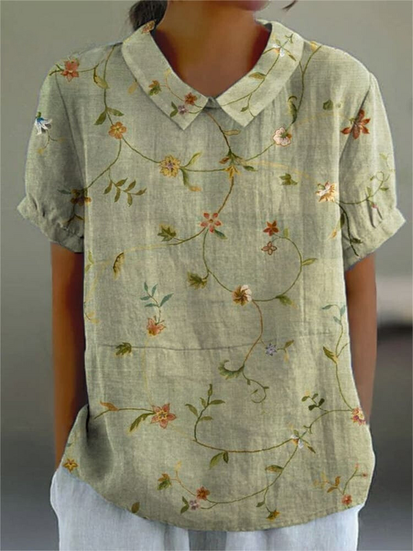 Damen Hemd Mira | Retro-Blumenmuster | Bequem & Leicht | Weiche Stoffqualität