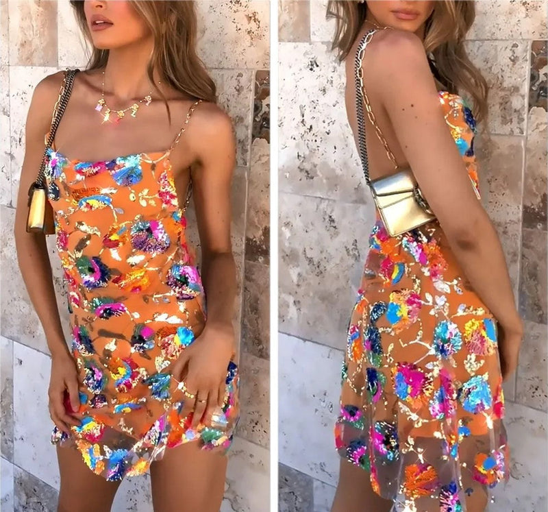 Elegantes Heidi -Orange Minikleid für besondere Anlässe