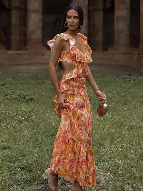 Elegantes Maxikleid mit Schmetterlings Armeln