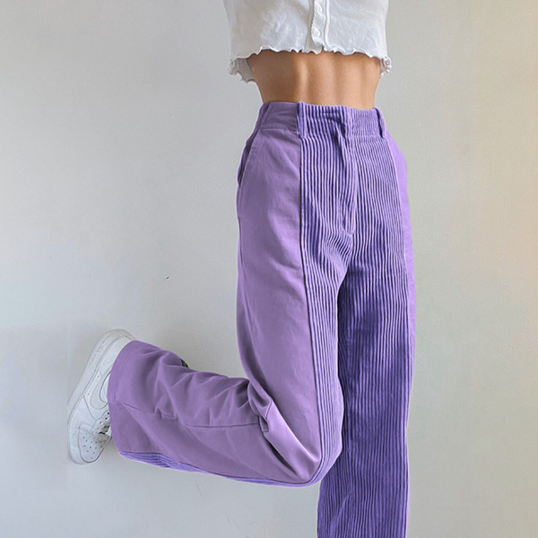 Trendige, hoch taillierte Damen-Cordhose mit weitem Bein