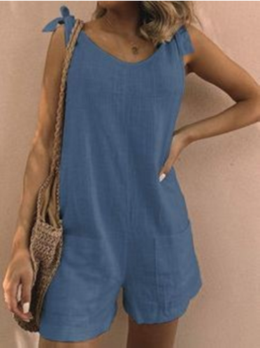 Damen Jumpsuit | Lässig & Ärmellos | Baumwolloptik | Sommer-Strampler