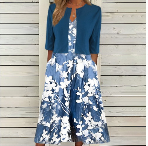 Hildegard - Grünes Midikleid mit Seitentaschen