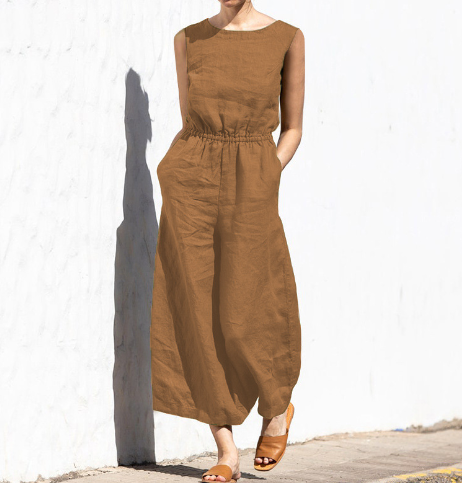 Renata - Einfarbiger, lockerer, eleganter, lässiger, kurzärmeliger Overall für Frauen