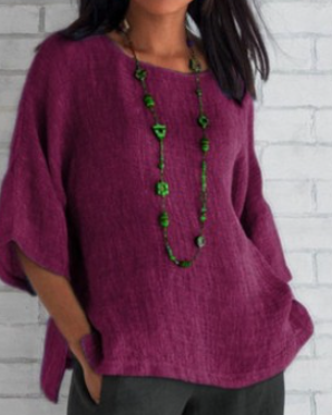 Lucy - Hemdbluse mit Rundhalsausschnitt aus Baumwolle und