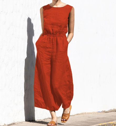 Renata - Einfarbiger, lockerer, eleganter, lässiger, kurzärmeliger Overall für Frauen