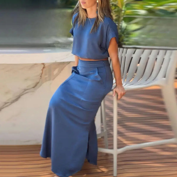 Elegantes Maxirock und Crop-Top-Set für Mädchen