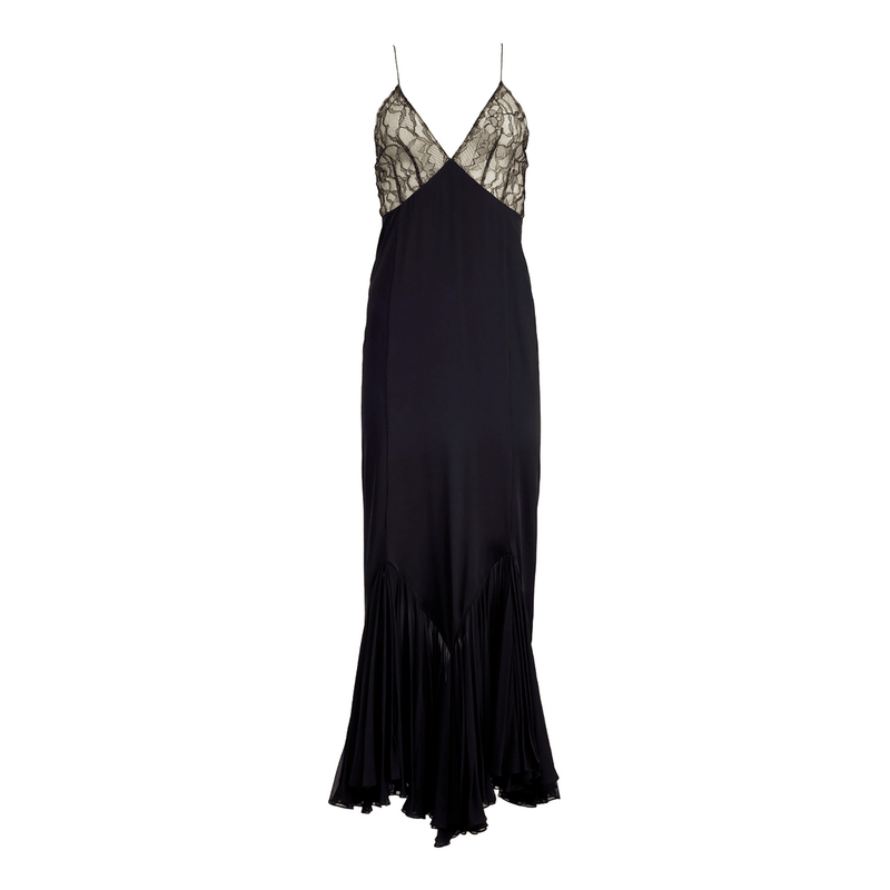 Elegantes Schwarzes Kleid aus Spitze und Mesh