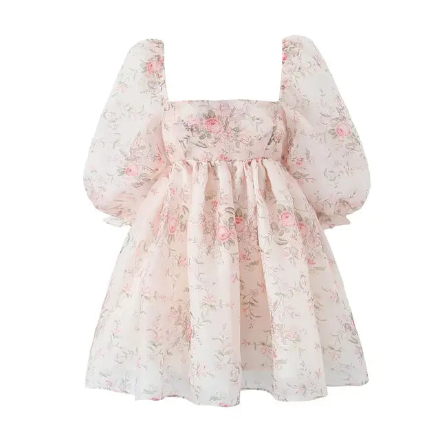Elegantes Heidi -Blumenkleid mit Puffärmeln