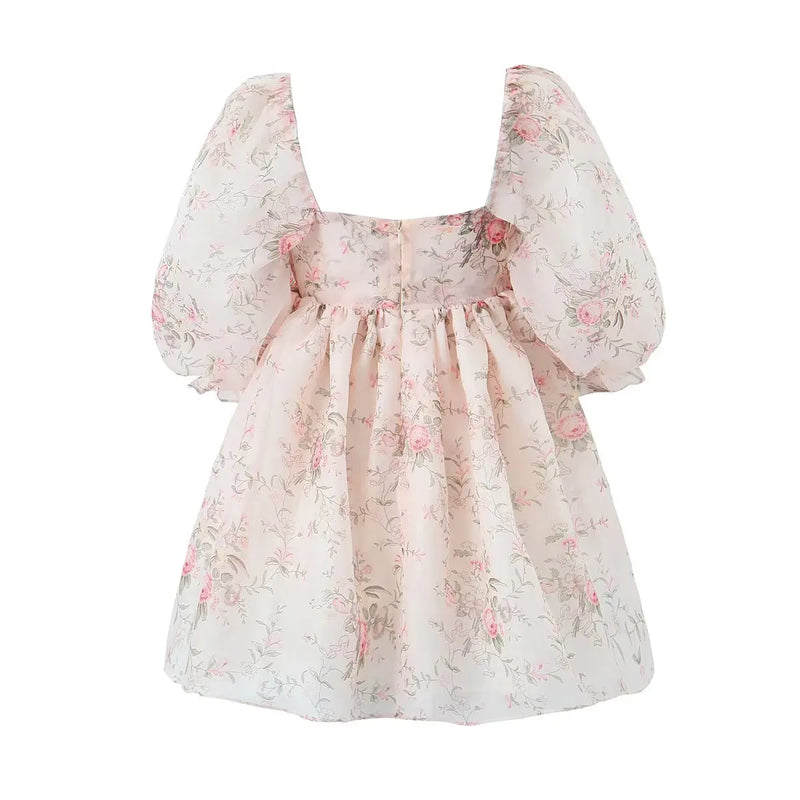 Elegantes Heidi -Blumenkleid mit Puffärmeln