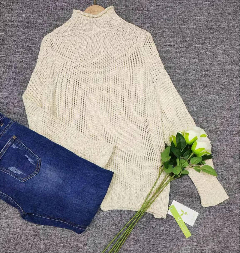 Anni - Unifarbener langärmeliger Pullover