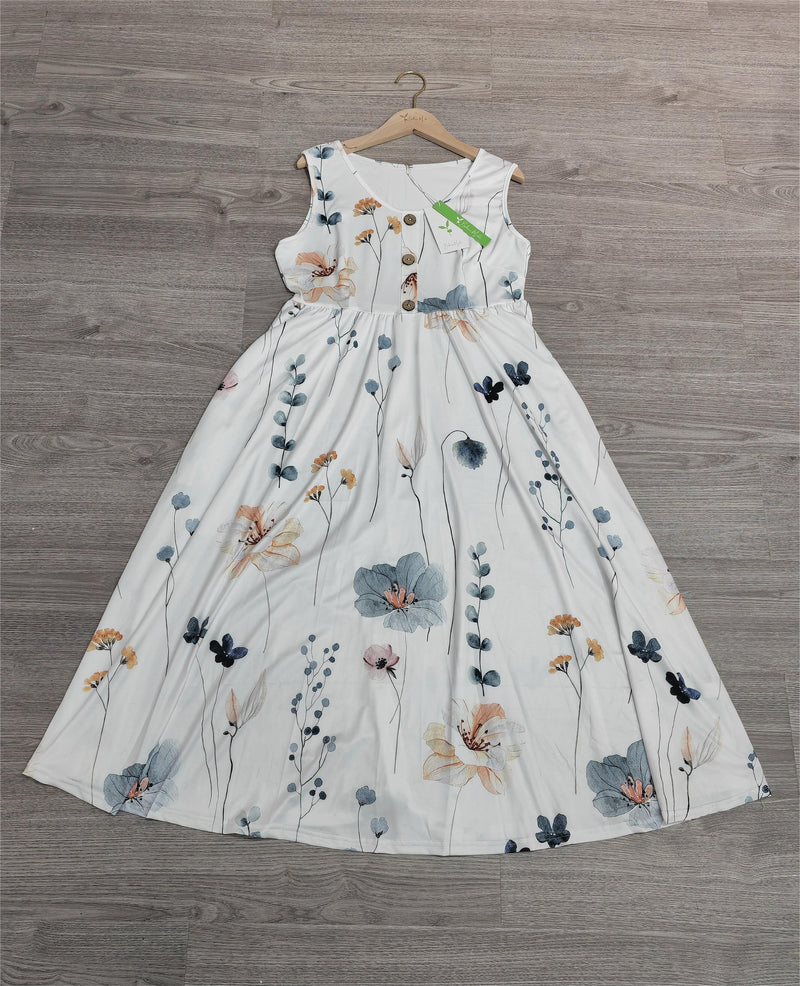 Lisa - Twofer Weißes geblümtes Midikleid