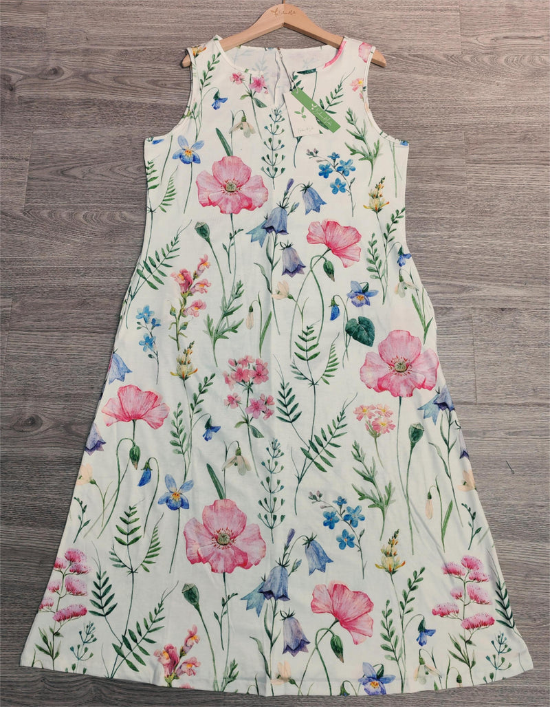 Edda - Twofer Weißes Midikleid mit Blumenmuster in Rosa