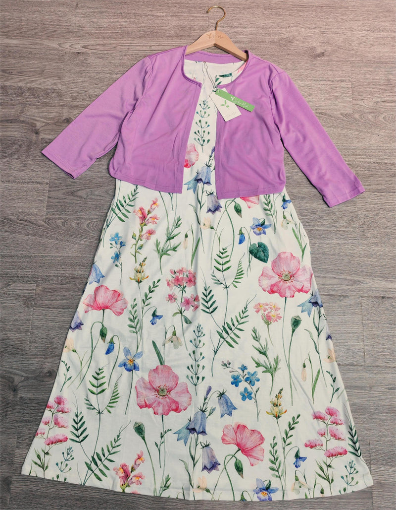 Marlies - Twofer Weißes Midikleid mit Blumenmuster in Rosa