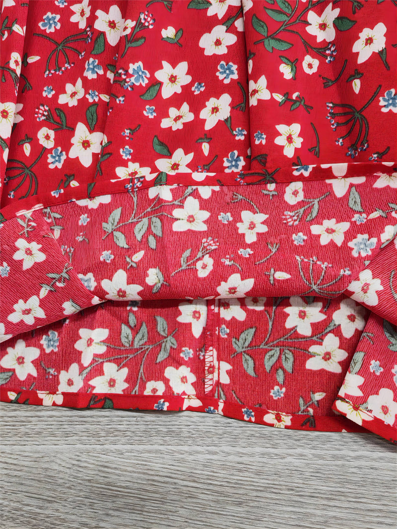 Minikleid für Damen | Rot | Kurze Ärmel | Raffiniertes Design