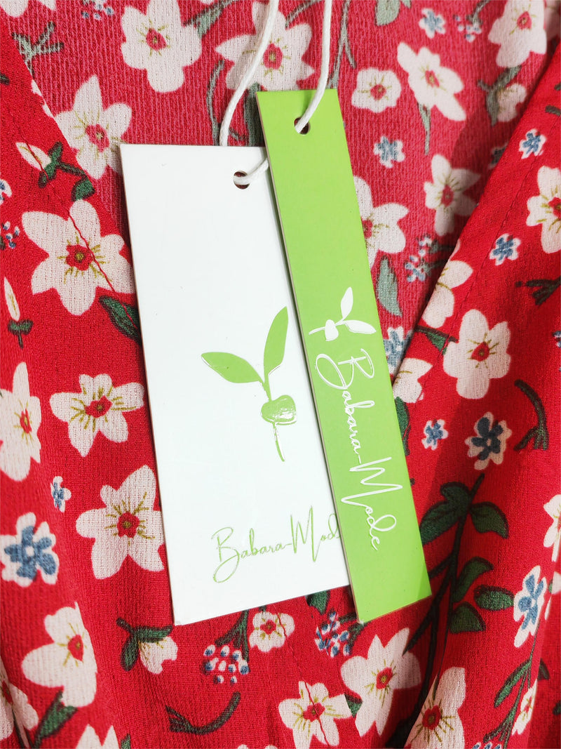 Minikleid für Damen | Rot | Kurze Ärmel | Raffiniertes Design