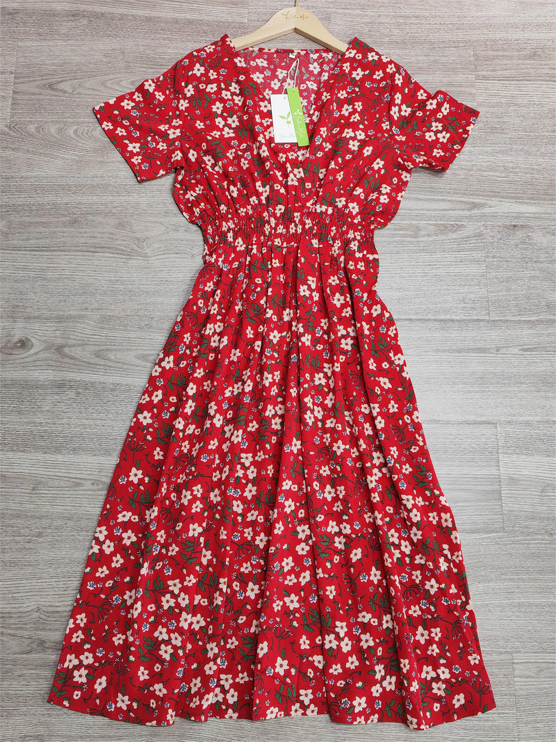 Minikleid für Damen | Rot | Kurze Ärmel | Raffiniertes Design