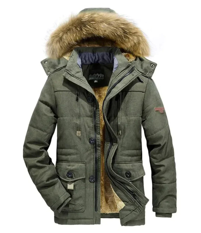 Stylische warme Winterjacke mit Kapuze