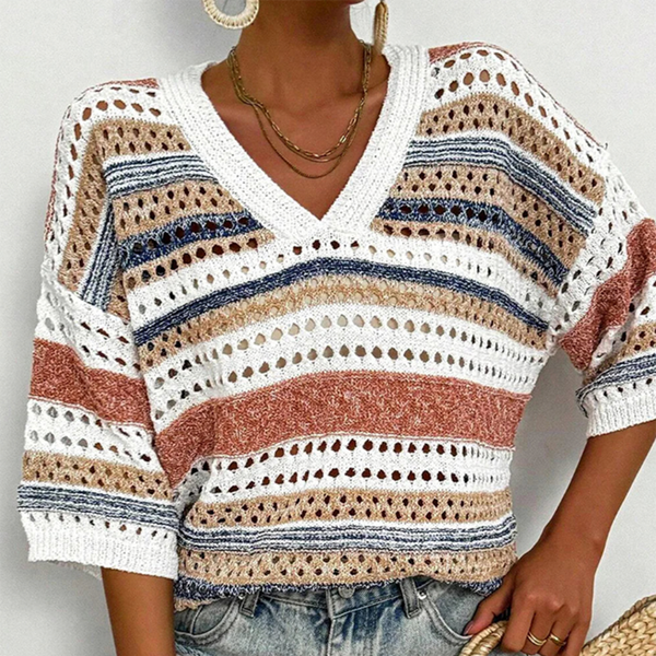 Russo – Bequemer Pullover mit V-Ausschnitt
