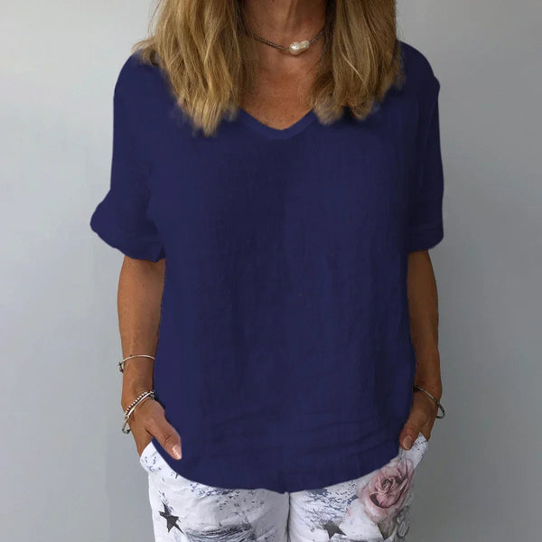 Dalia – Damen-Baumwollhemd Mit Spitzenstrick In Reiner Farbe