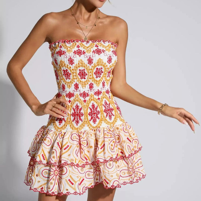 Heidi -Rüschen Rotes Kleid für Elegante Anlässe