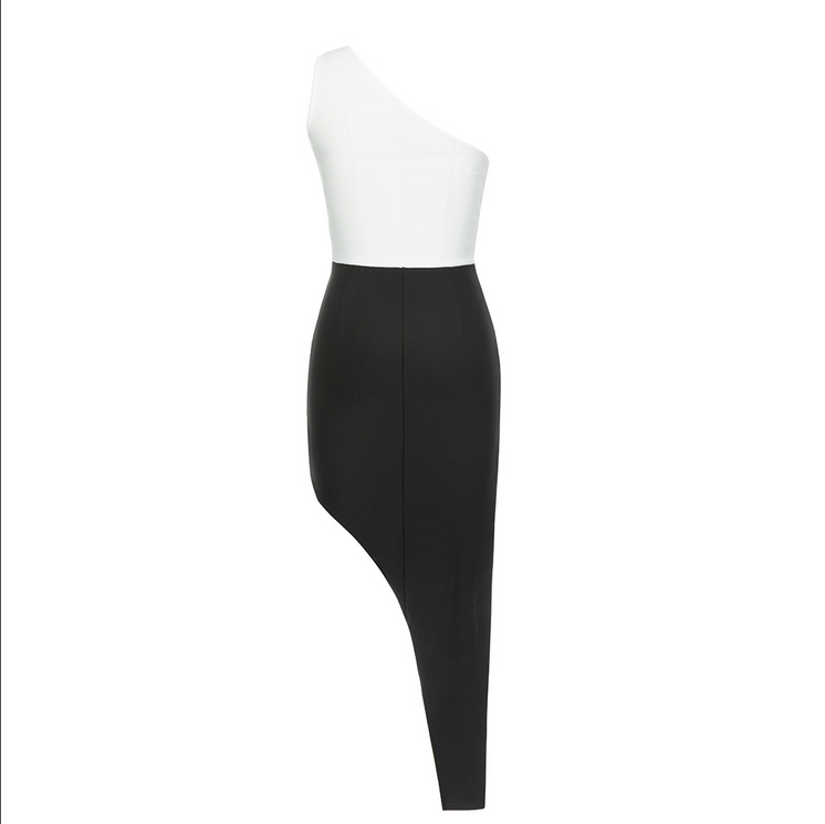 Asymmetrisches Midikleid mit Strass-Akzent | Mehrfarbig