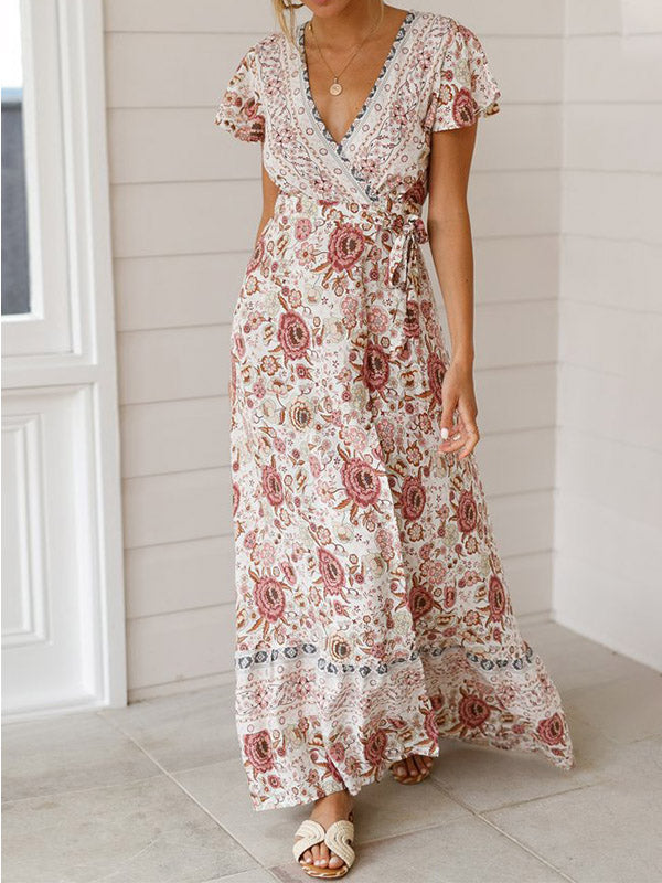 Marianne - Maxikleid mit böhmischen Blumen und Wickel