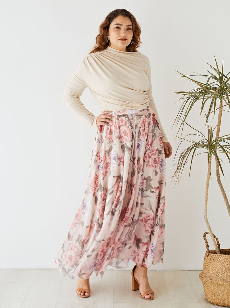 Beatrix - Splendid Pfingstrose Chiffon Maxirock