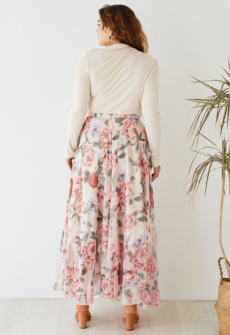 Beatrix - Splendid Pfingstrose Chiffon Maxirock