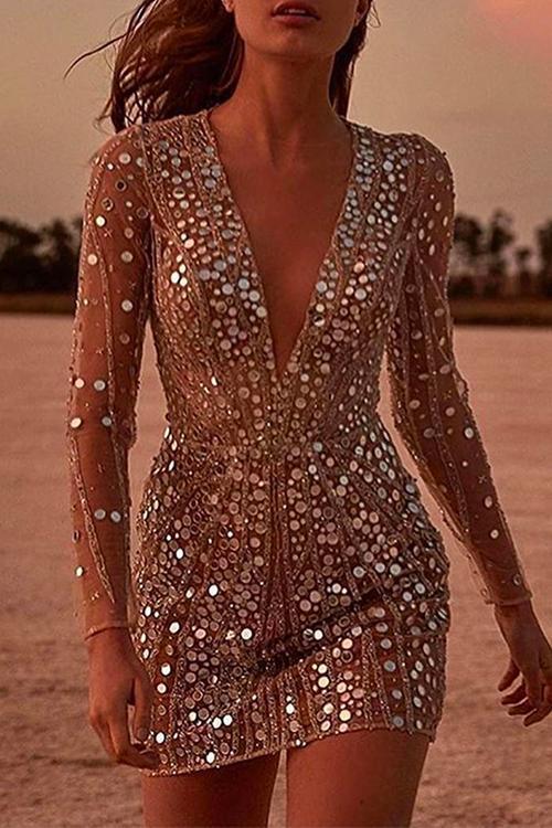 Elegantes Heidi -Rosiedress Mit V-Ausschnitt Kleid