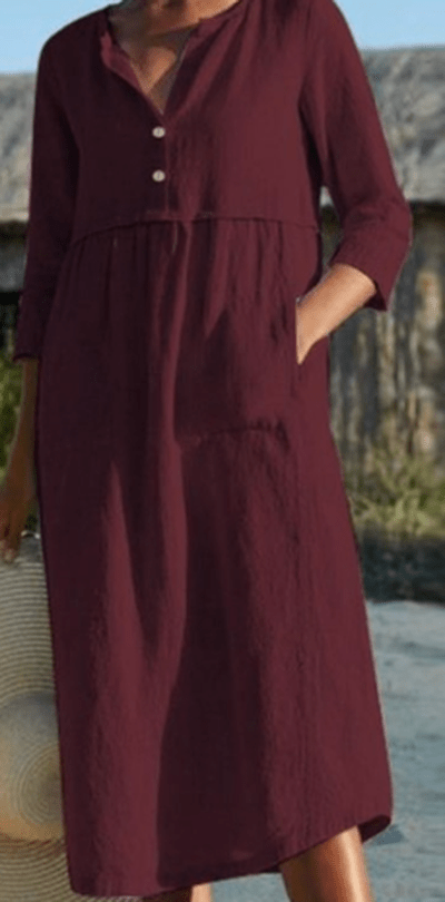 Sigrid - Mittelärmeliges Kleid aus Baumwolle und