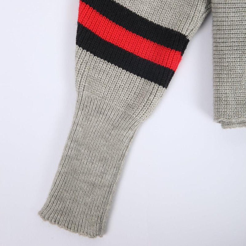 Escobar – Grauer Dolman-Pullover mit roten Streifen
