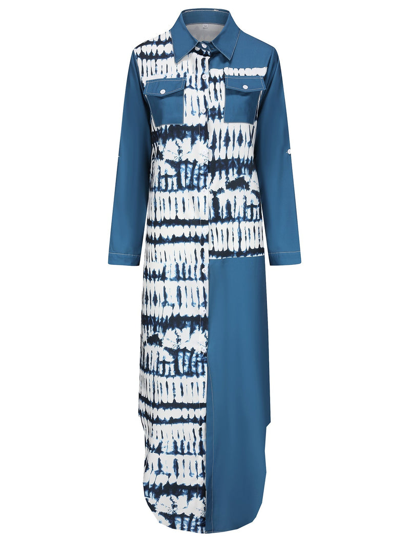 Kuscheliges | Kleid mit Kragen und langen Ärmeln in Blau für dich