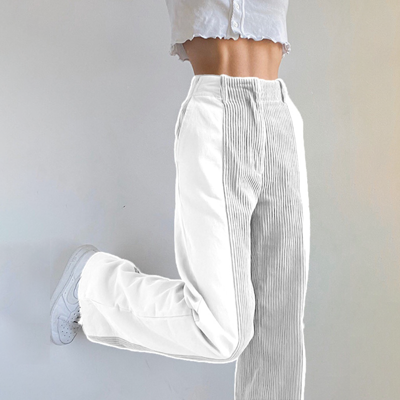 Trendige, hoch taillierte Damen-Cordhose mit weitem Bein