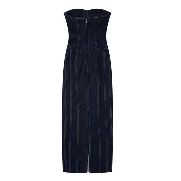 Rückenfreies Sexy Denim Midikleid