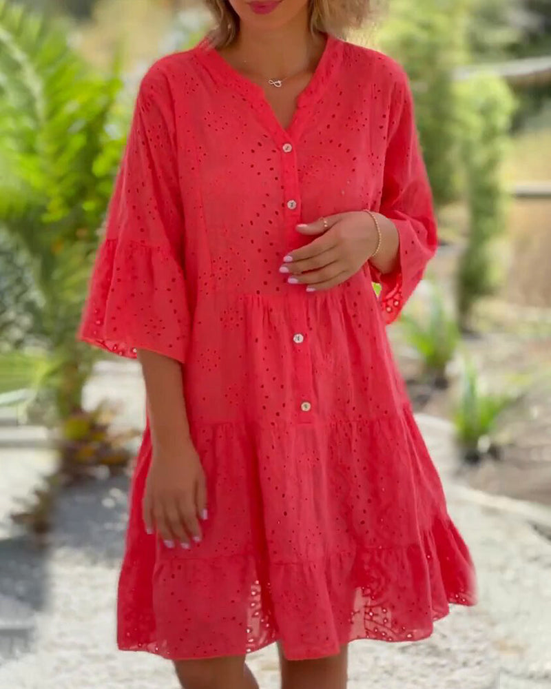 Elegantes - A-Linien-Kleid mit Knopfleiste vorne für Damen | Kleid im sommerlich luftigen Look für dich