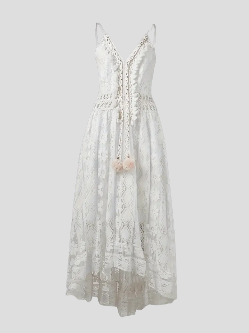 Elegantes Maxikleid mit V-Ausschnitt Spitze