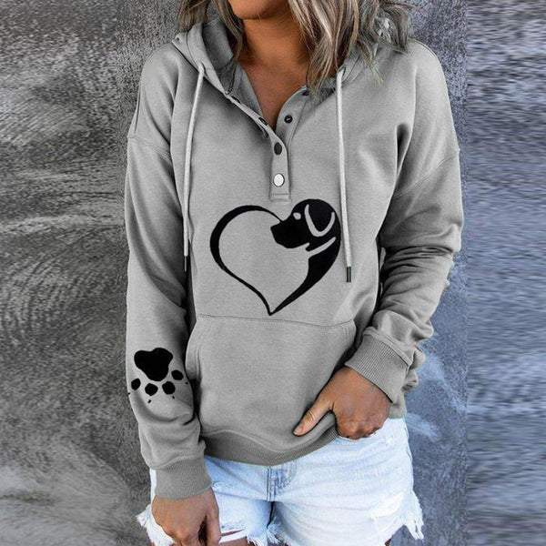 Inga - Taschenloses graues Sweatshirt mit Tierprint