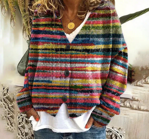 Kassidy - Bunter Pullover mit langen Ärmeln.