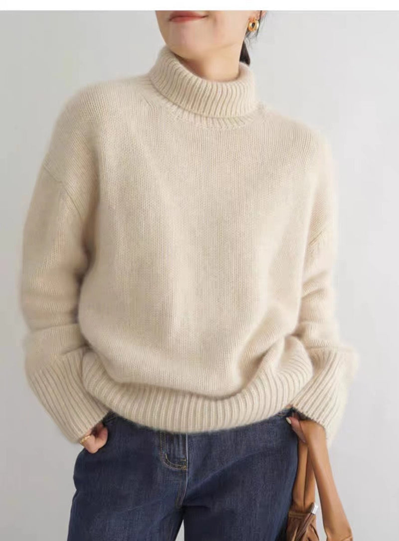 Tanya - Klassische und luxuriöse Wollpullover mit hohem Kragen