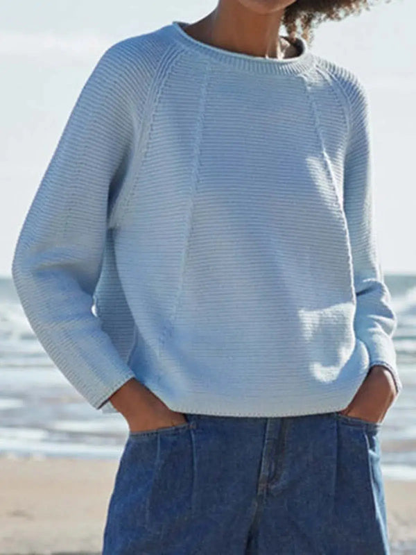 Lambert – Frischer blauer Rundhals-Langarmpullover