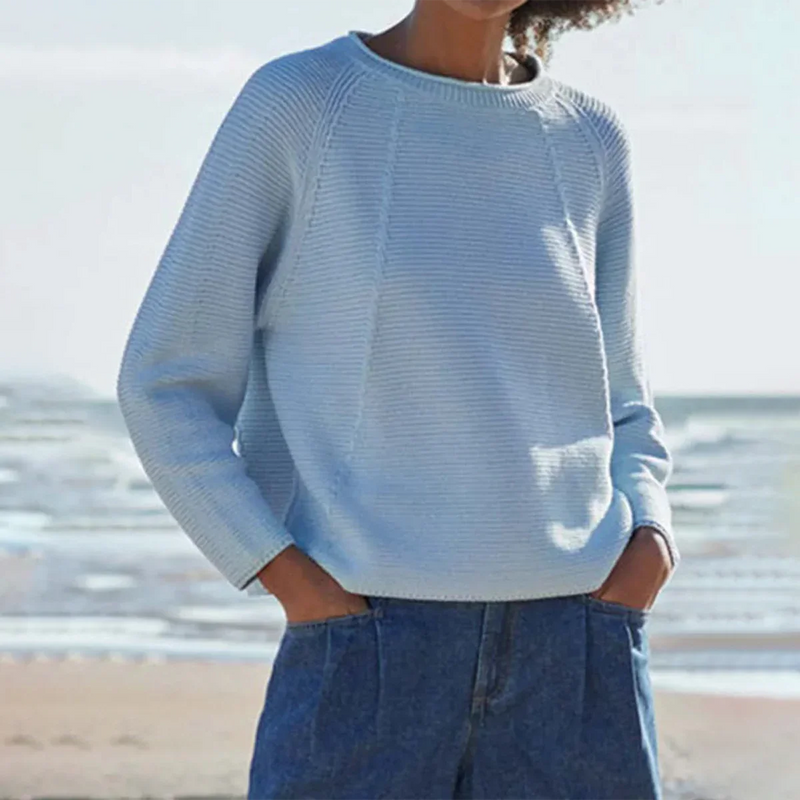 Lambert – Frischer blauer Rundhals-Langarmpullover