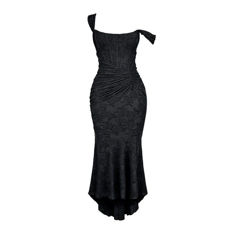 Elegantes Blumiges Korsett Maxi Kleid